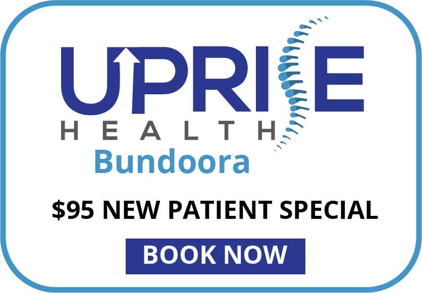 Uprise Health logo with information about New Chiropractic patient special at Bundoora clinic